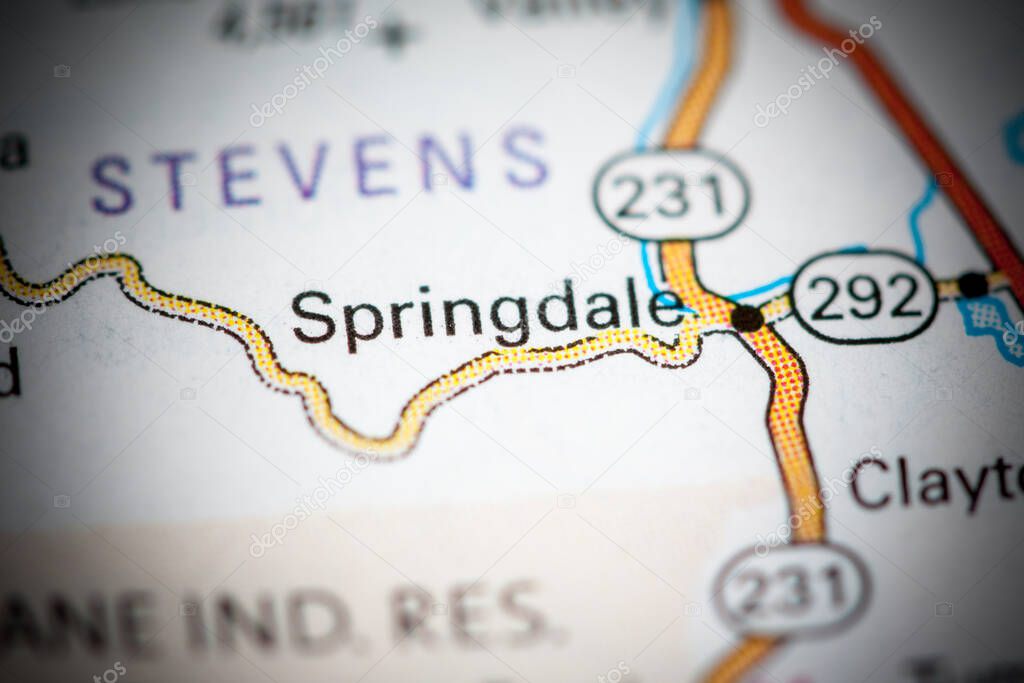 Springdale. Washington State on a map.