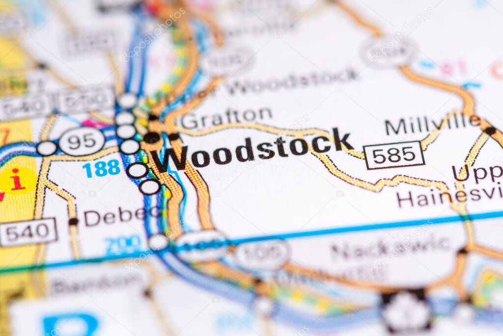 Woodstock. Canada on a map.