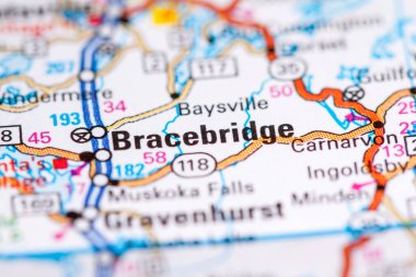 Bracebridge. Canada on a map. clipart