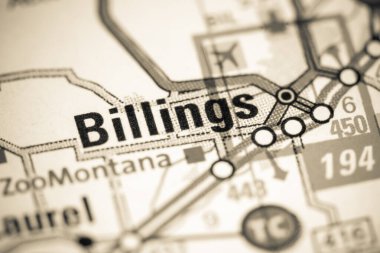 Billings. Montana on a map. clipart