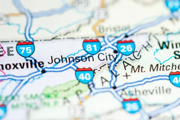 约翰逊市 地图上的美国 — 图库照片