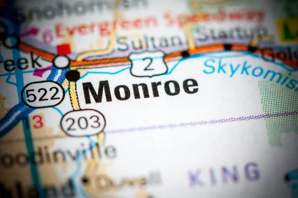 Met Monroe Washington State Een Kaart — Stockfoto