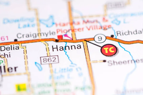 Hanna. Canada on a map.