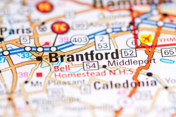 Brantford. Canada on a map.