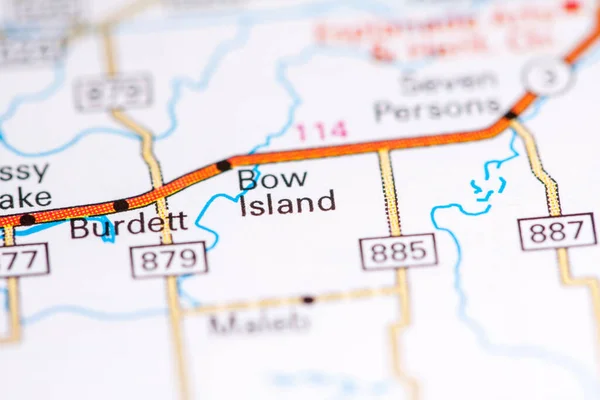 Ilha Bow Canadá Sobre Mapa — Fotografia de Stock