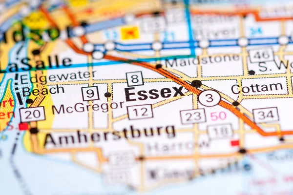 Essex Kanada Mapě — Stock fotografie