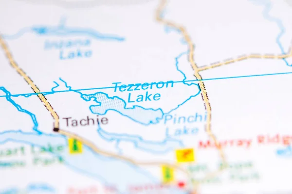 Tezzeron Gölü Kanada Haritada — Stok fotoğraf