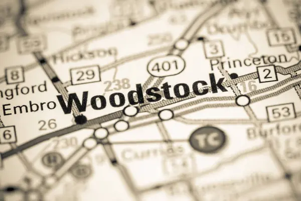 Woodstockban Kanada Interaktív Térképen — Stock Fotó