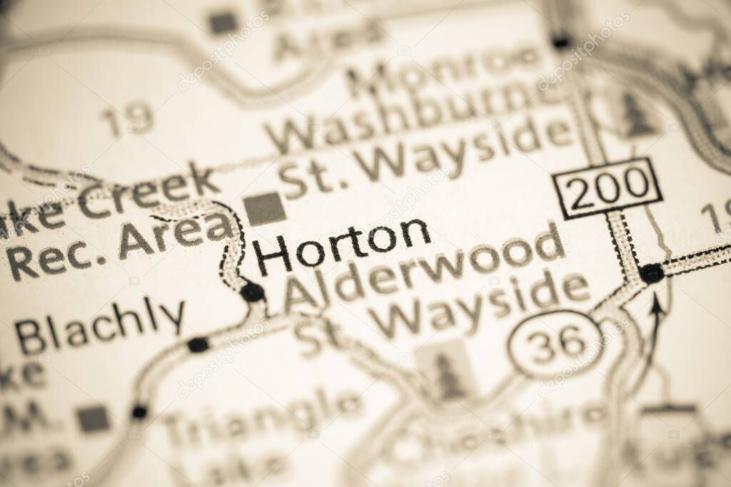 Horton. Oregon. USA on a map.
