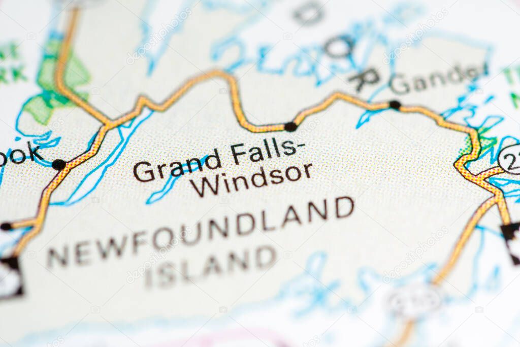 Grand Falls Windsor. Canada on a map.