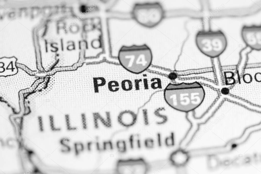 Peoria. USA  on the map.