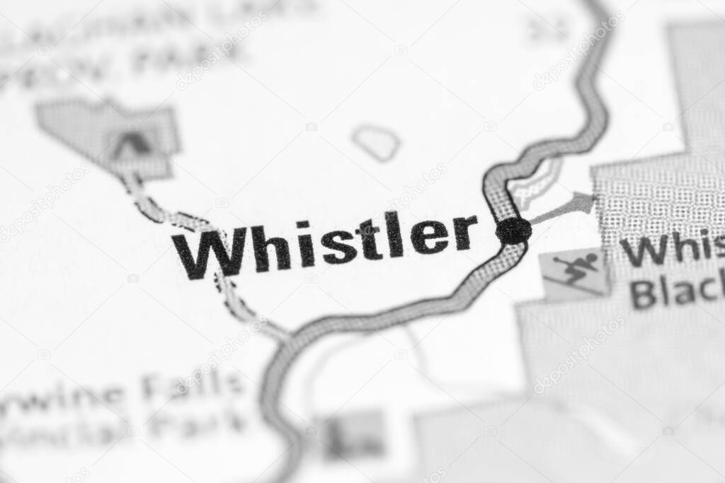 Whistler. Canada on a map.