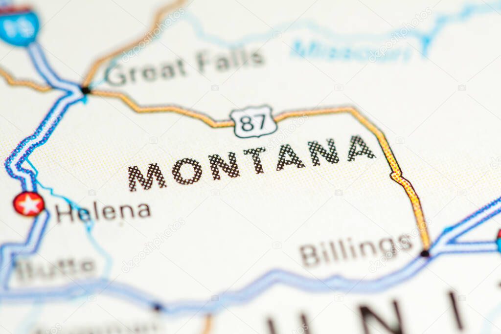 Montana. USA on a map.