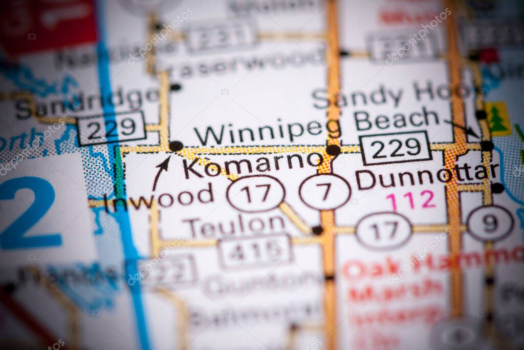 Komarno. Canada on a map.