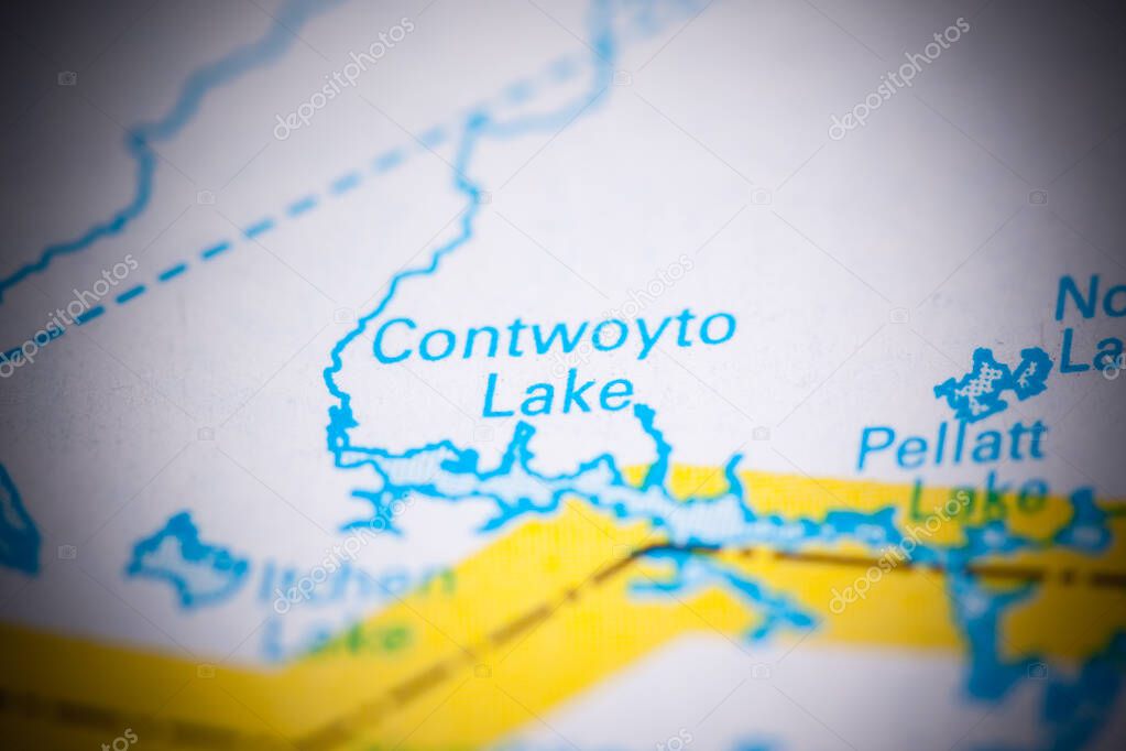Contwoyto Lake. Canada on a map.
