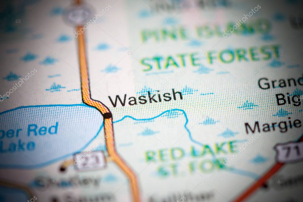 Waskish. Canada on a map.