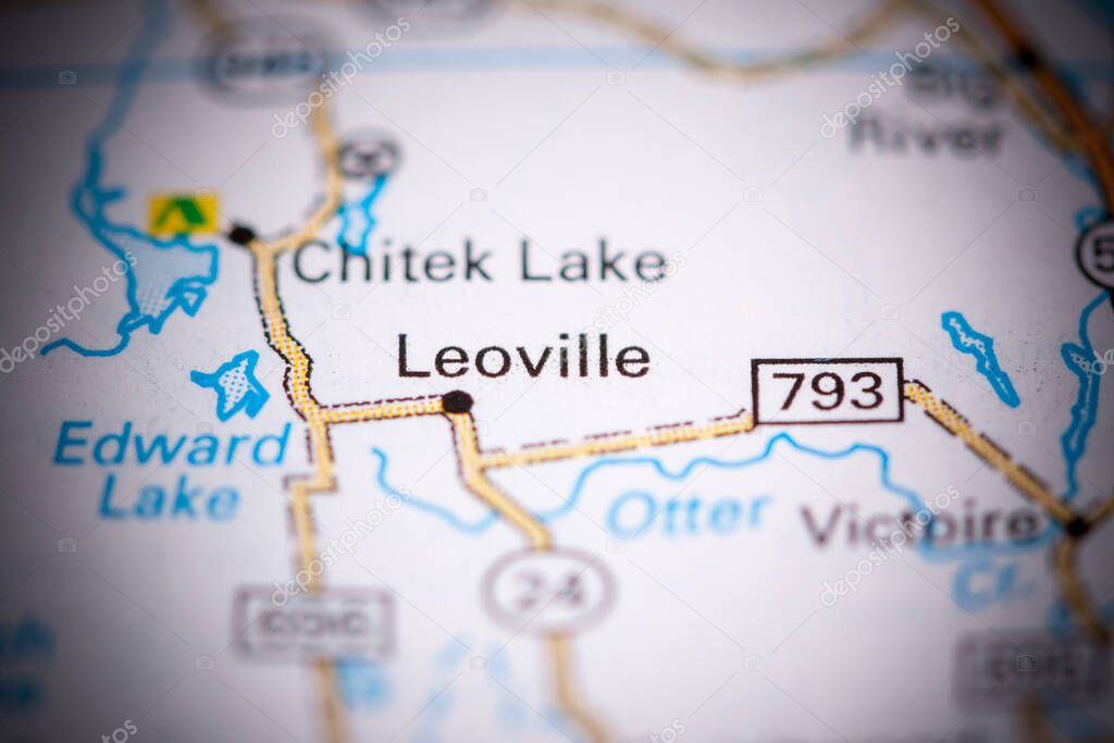 Leoville. Canada on a map.