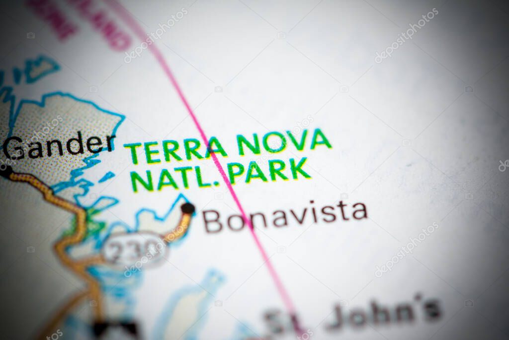 Terra Nova National Park. Canada on a map.
