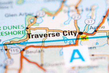Traverse City. Canada on a map. clipart