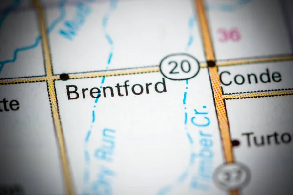 Brentford Dakota Sul Eua Sobre Mapa — Fotografia de Stock