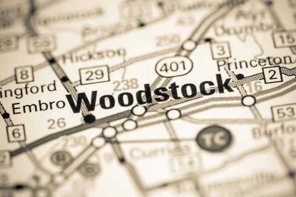 Woodstock Canada Una Mappa — Foto Stock