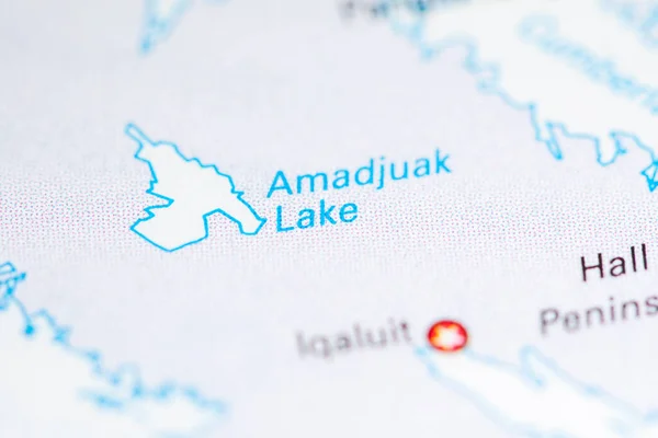 Lago Amadjuak Canadá Sobre Mapa — Fotografia de Stock