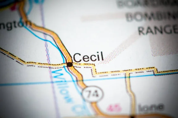 セシル オレゴン州 地図上のアメリカ — ストック写真
