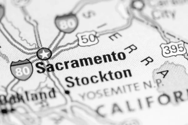 Sacramento Usa Mapě — Stock fotografie