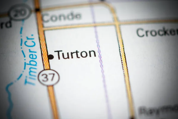 Turton Dakota Sul Eua Sobre Mapa — Fotografia de Stock