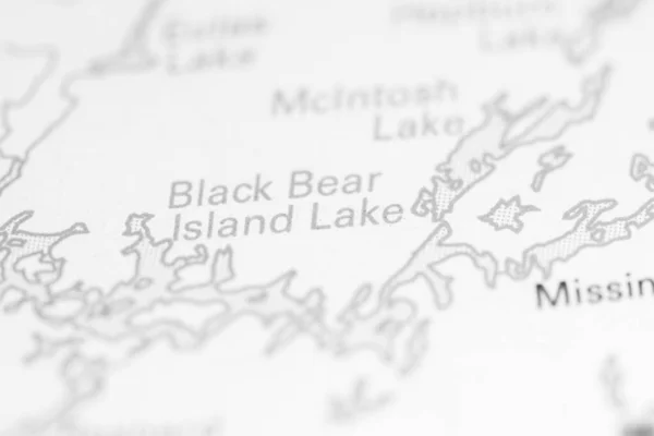 Black Bear Island Lake Kanada Mapě — Stock fotografie