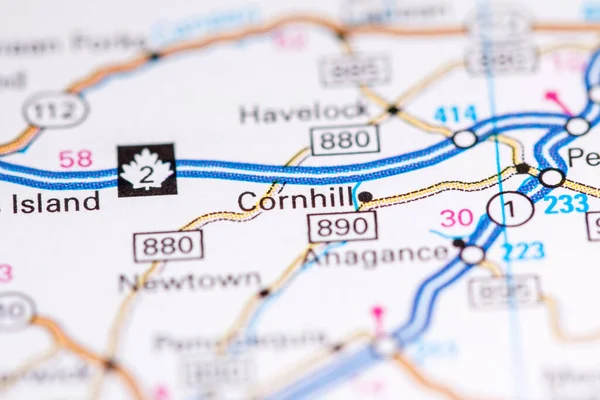 Cornhill. Canada on a map.