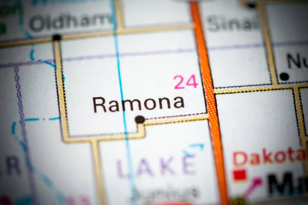 蕾蒙娜南达科他州 地图上的美国 — 图库照片