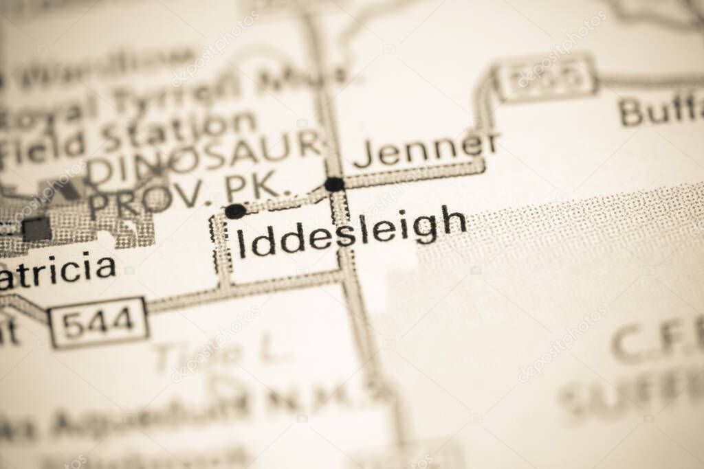 Iddesleigh. Canada on a map.