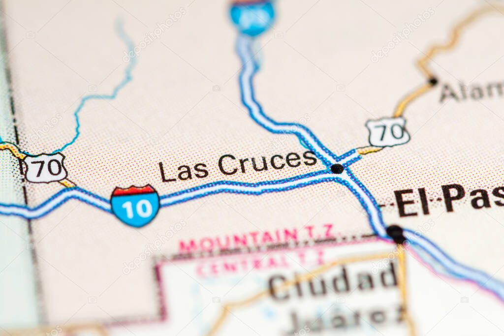 Las Cruces. USA on a map.