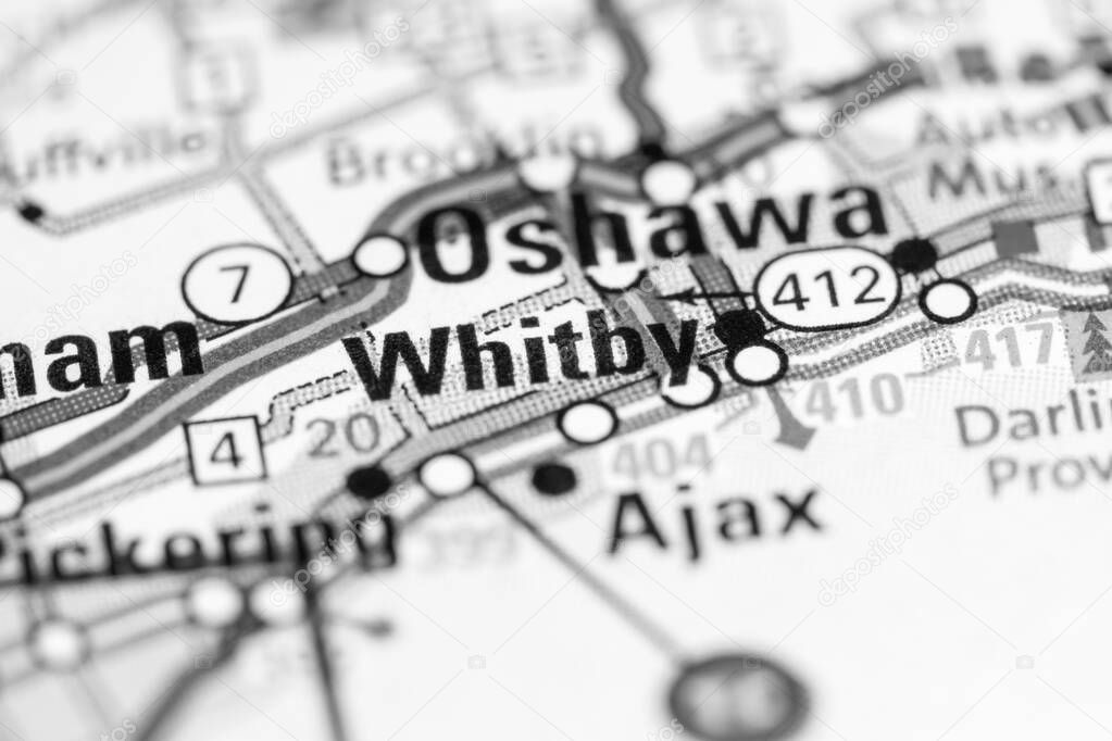 Whitby. Canada on a map.