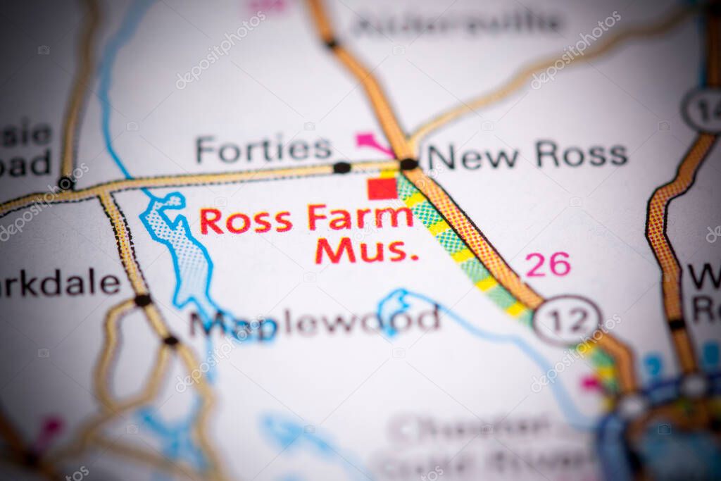 Ross Farm Museum. Canada on a map.