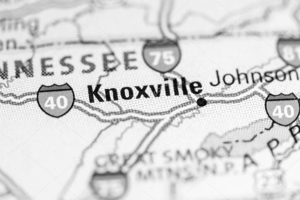 Knoxville. USA on the map.