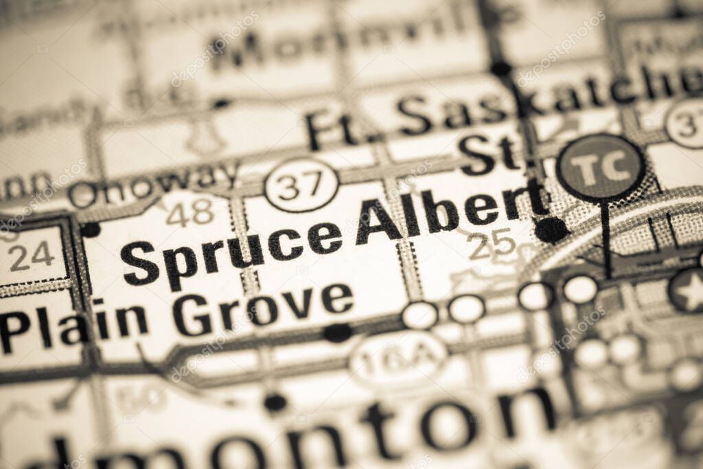 Spruce Albert. Canada on a map.