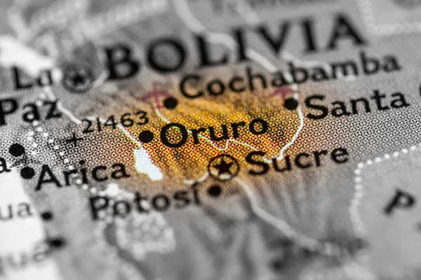 Oruro Bolívia Mapa — Fotografia de Stock