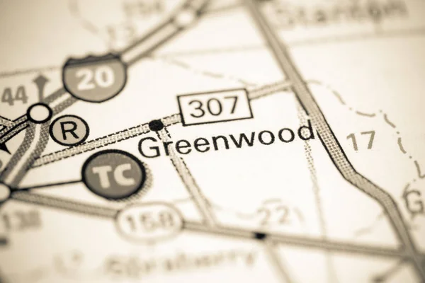 グリーンウッドテキサスだ地図上の宇佐 — ストック写真