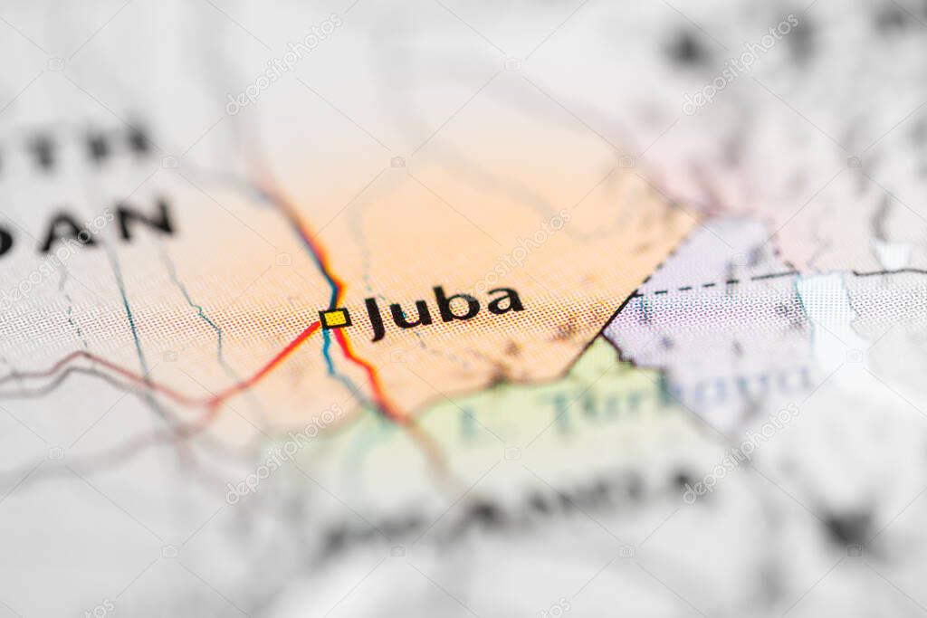 Juba. South Sudan on the map