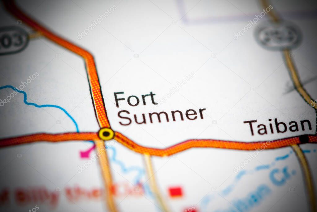 Fort Summer. New Mexico. USA on a map