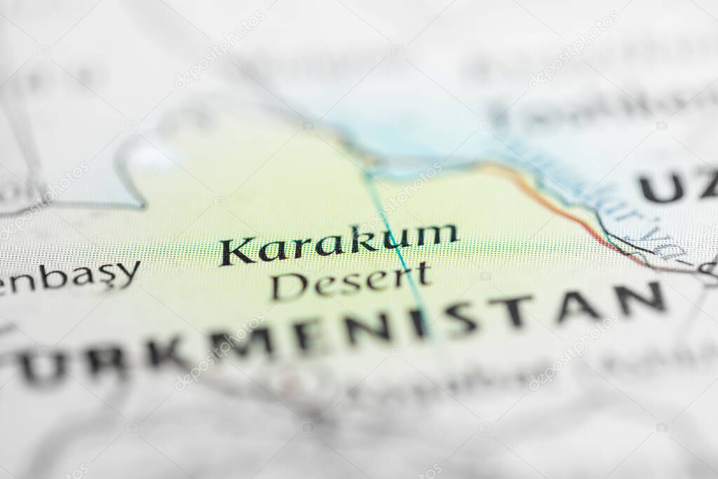Karakum Desert. Uzbekistan on the map