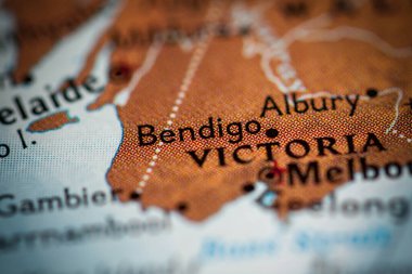 Bendigo, Australia on the map clipart