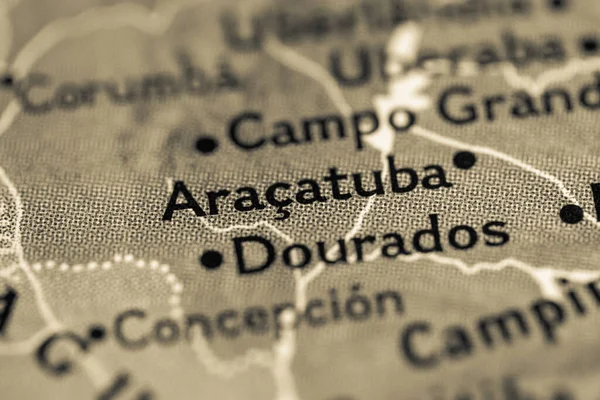 Aracatuba Brasil Mapa — Foto de Stock