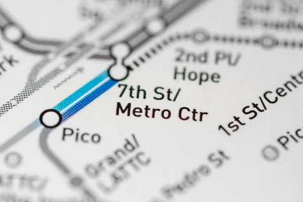 Metro Ctr Stationen Los Angeles Tunnelbanekarta — Stockfoto
