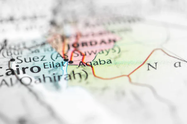 Άκαμπα Ιορδανία Στο Χάρτη — Φωτογραφία Αρχείου