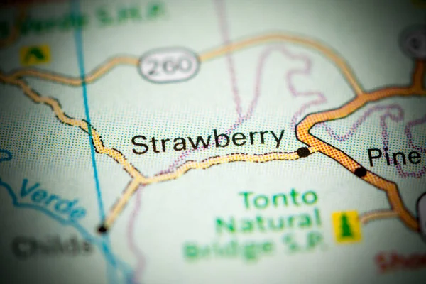 Strawberry. Arizona. USA on a map