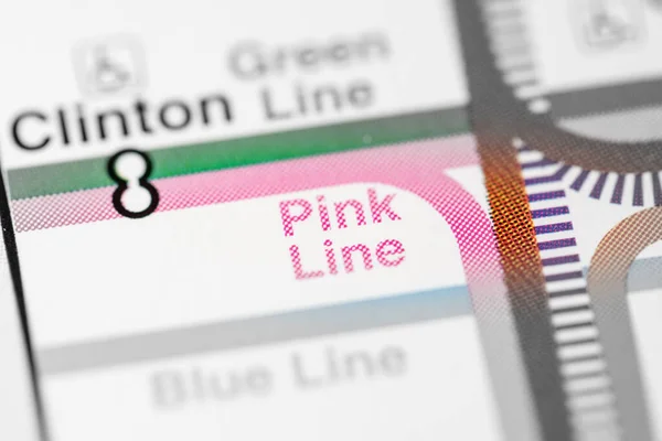 Pink Line Station Chicago Metro Map — Stock Photo, Image