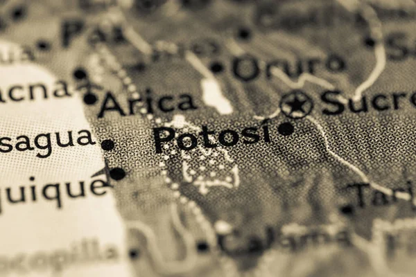 Potosi Βολιβία Στο Χάρτη — Φωτογραφία Αρχείου